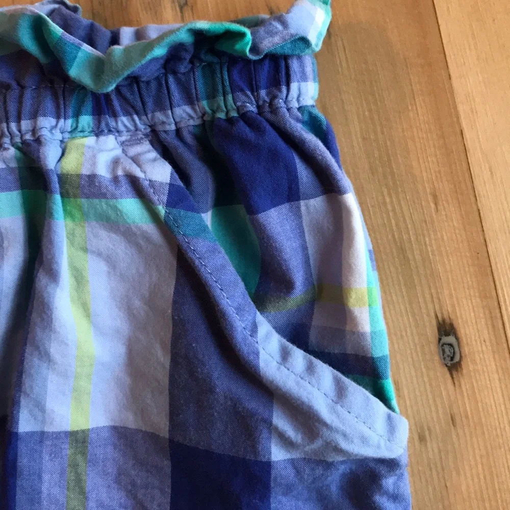 Gymboree 6 100% cotton blue plaid ruffle waist shorts